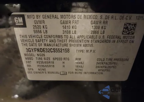 2012 Cadillac Srx Luxury Collection from USA, damaged, VIN 3GYFNDE32CS552158